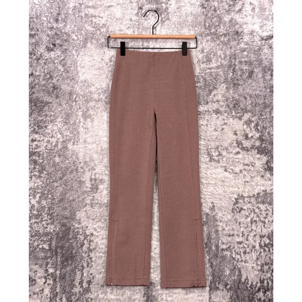 Lululemon Pants 0 Womens Ribbed Softstreme Zip Leg High Rise Cropped Espresso